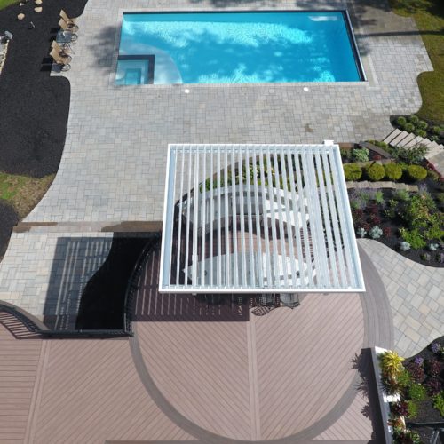 White Equinox Louvered Roof with pool