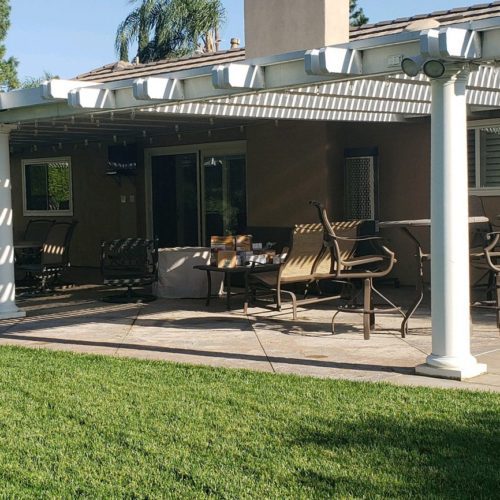 The "before" picture of an existing patio cover at Clubhouse Drive, Yorba Linda, California.