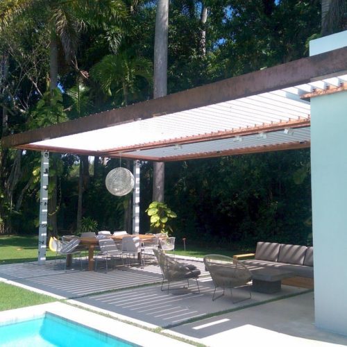 Another view of an Equinox Roofing louvered roof in Coral Gables, highlighting its design.