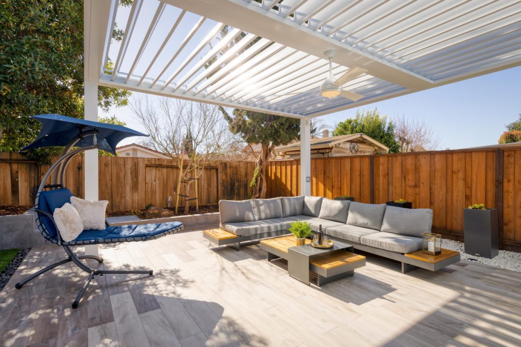 Soquel Street house featuring Equinox Roofing, with a beautiful outdoor space.